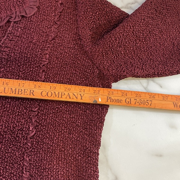 Toffee Apple Button Front Jacket Womens Sz XL Burgundy‎ Crinckle Ruffle Stretch - Picture 12 of 14